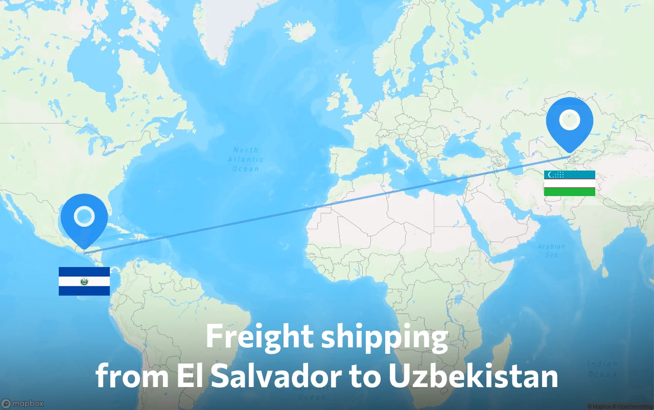 Shipping route from El Salvador to Uzbekistan