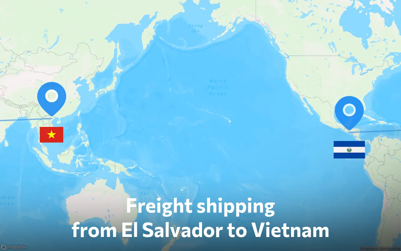 Shipping route from El Salvador to Vietnam