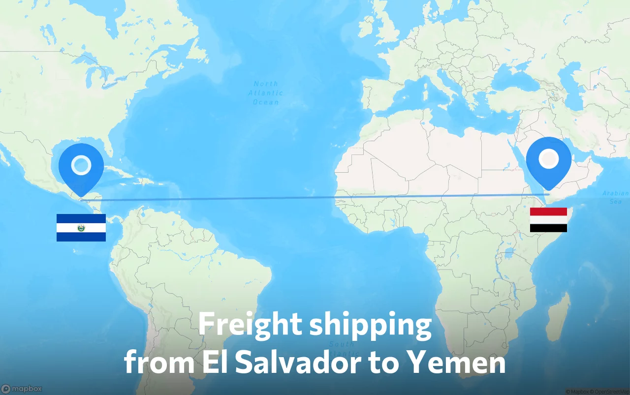 Shipping route from El Salvador to Yemen