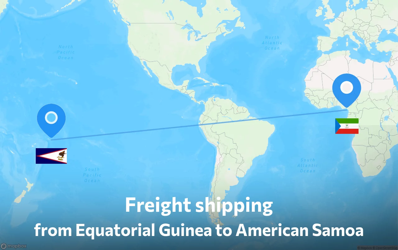 Shipping route from Equatorial Guinea to American Samoa