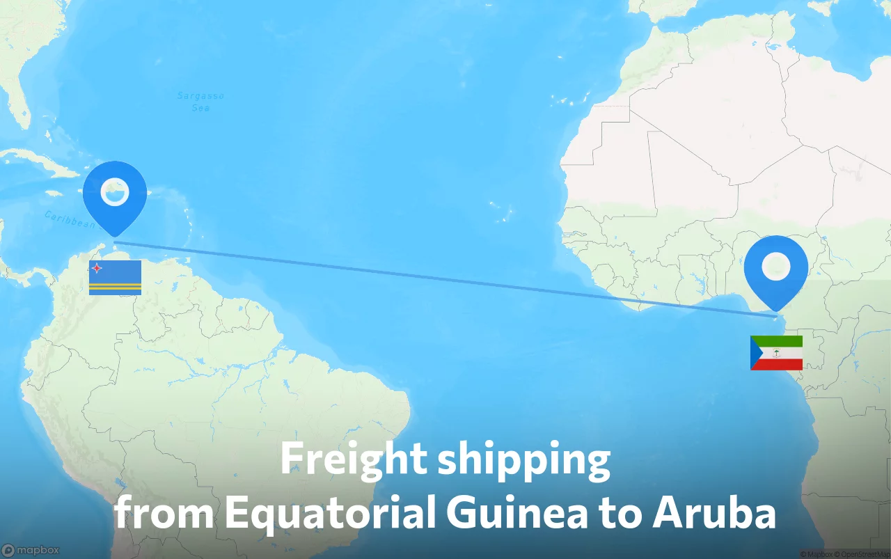 Shipping route from Equatorial Guinea to Aruba