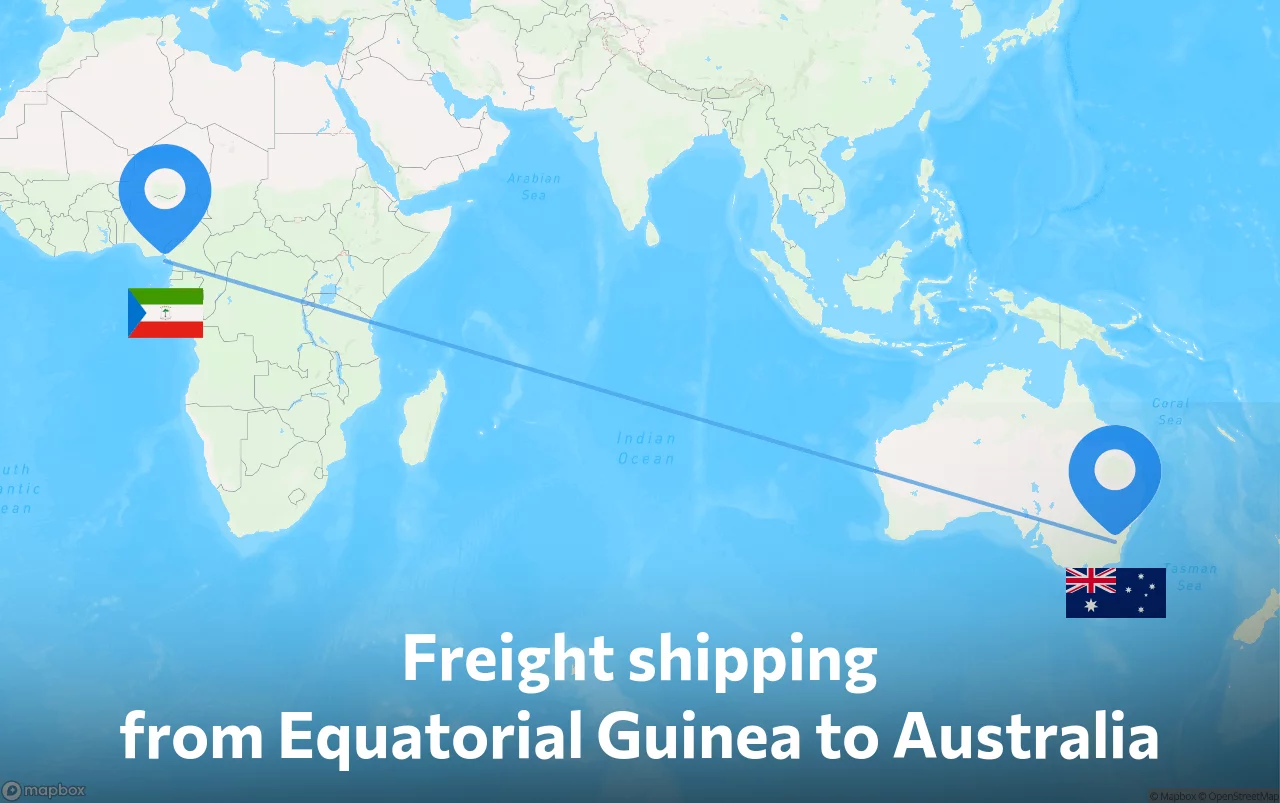 Shipping route from Equatorial Guinea to Australia