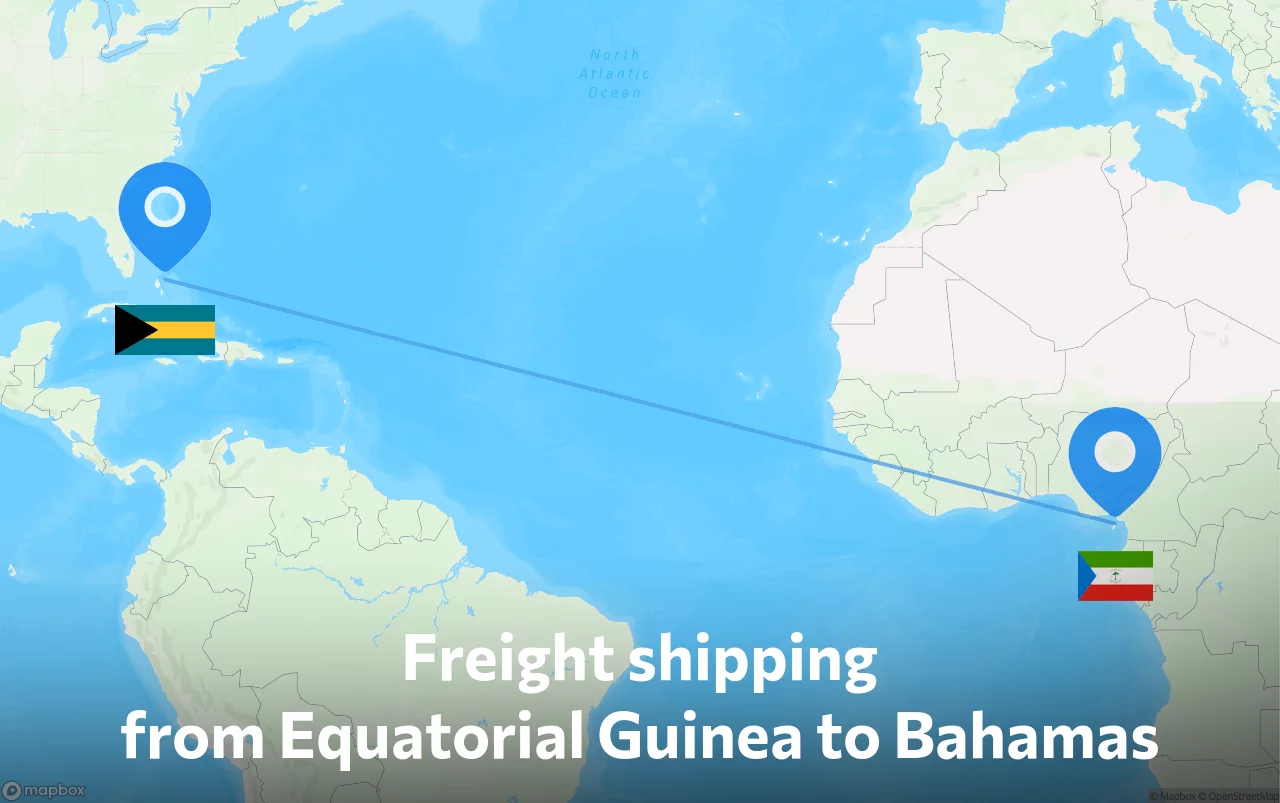 Shipping route from Equatorial Guinea to Bahamas