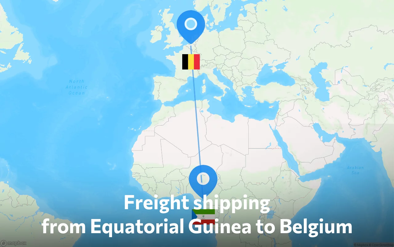 Shipping route from Equatorial Guinea to Belgium