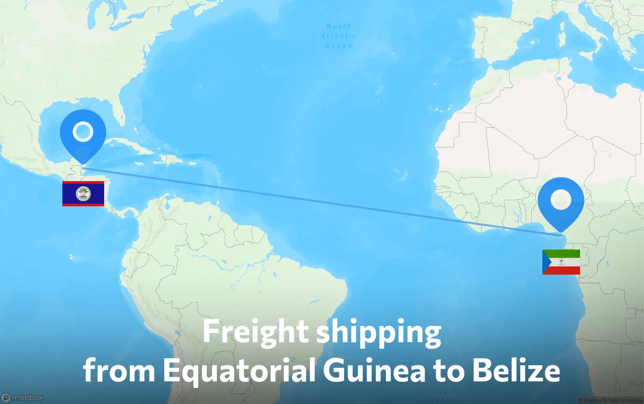 Shipping route from Equatorial Guinea to Belize