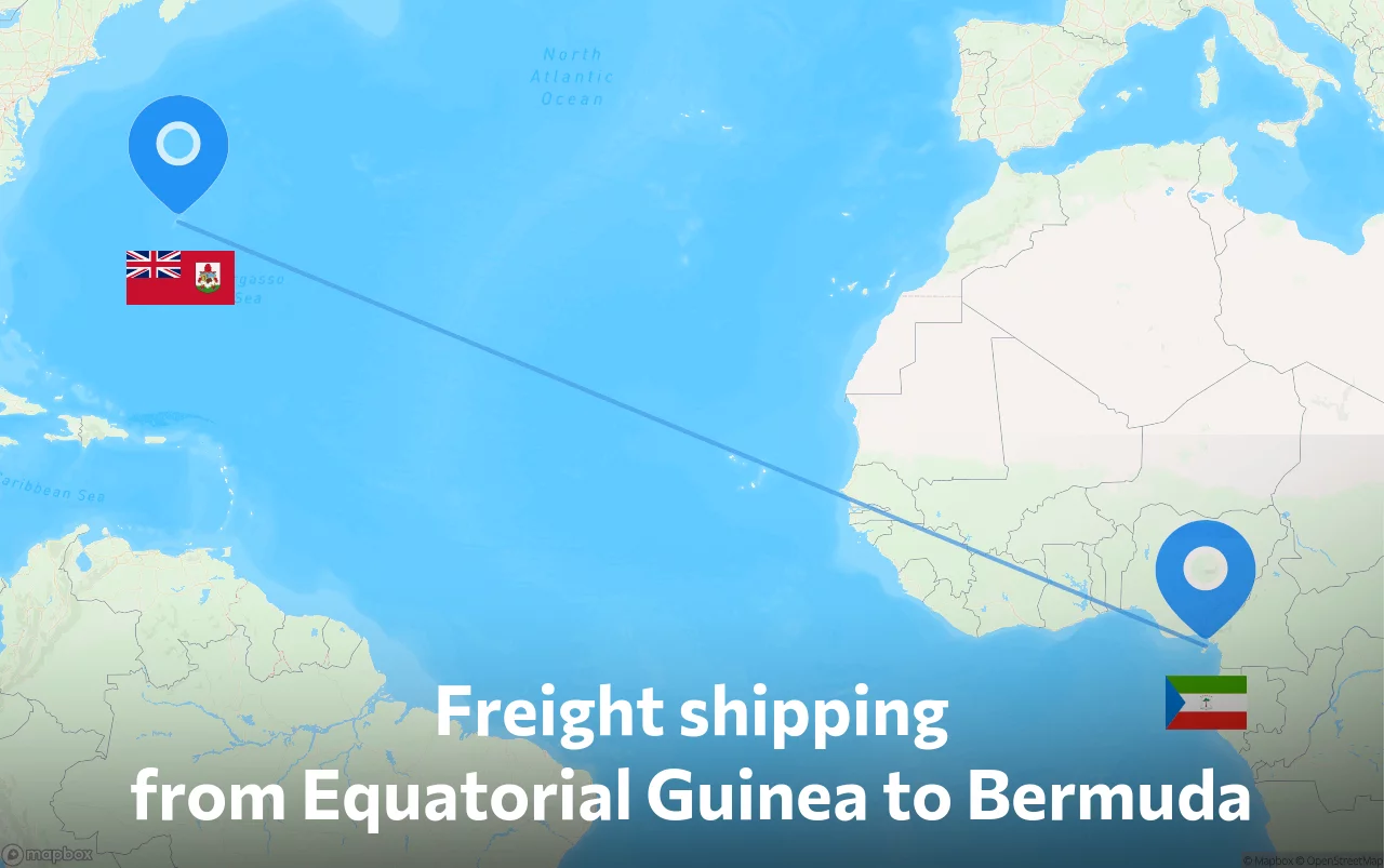Shipping route from Equatorial Guinea to Bermuda