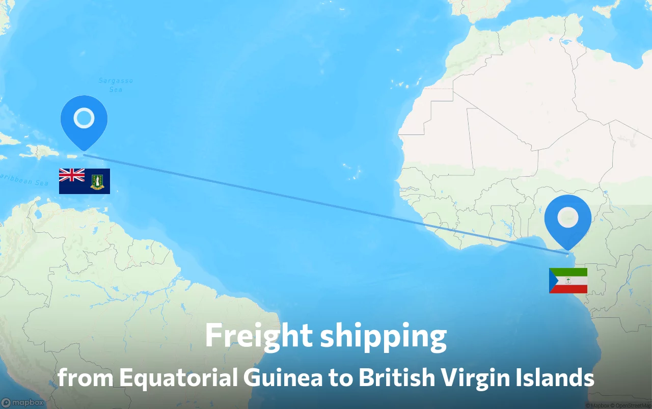 Shipping route from Equatorial Guinea to British Virgin Islands