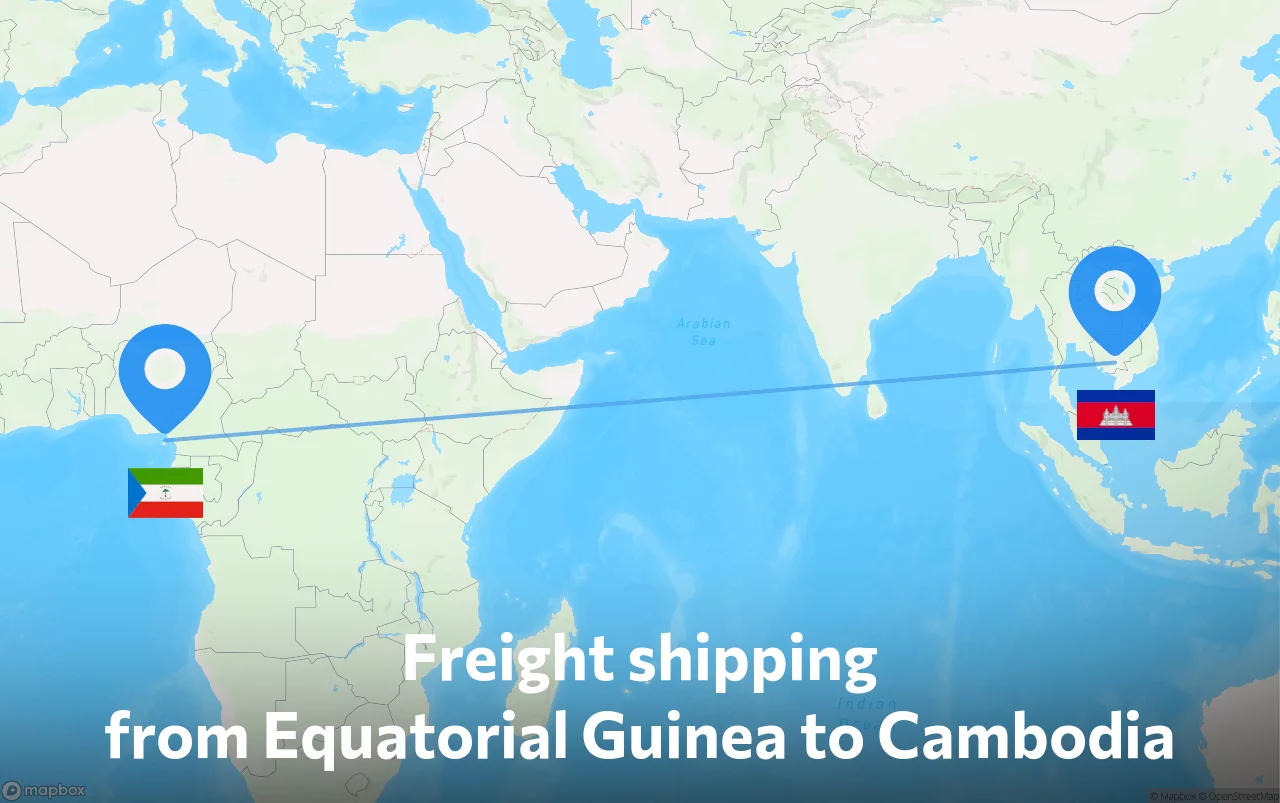 Shipping route from Equatorial Guinea to Cambodia