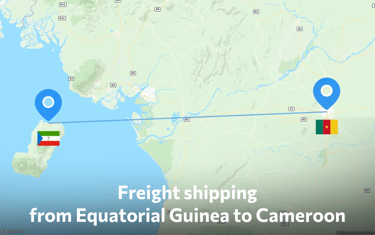 Shipping route from Equatorial Guinea to Cameroon