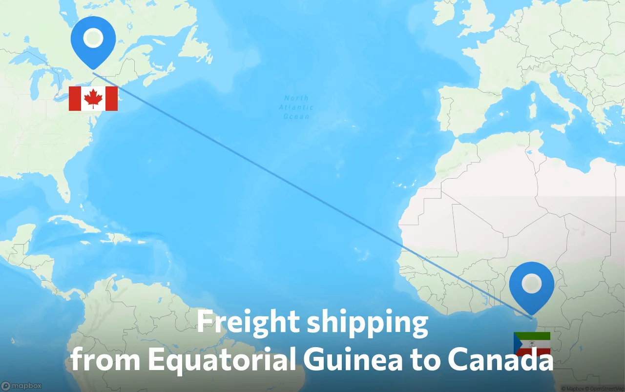 Shipping route from Equatorial Guinea to Canada