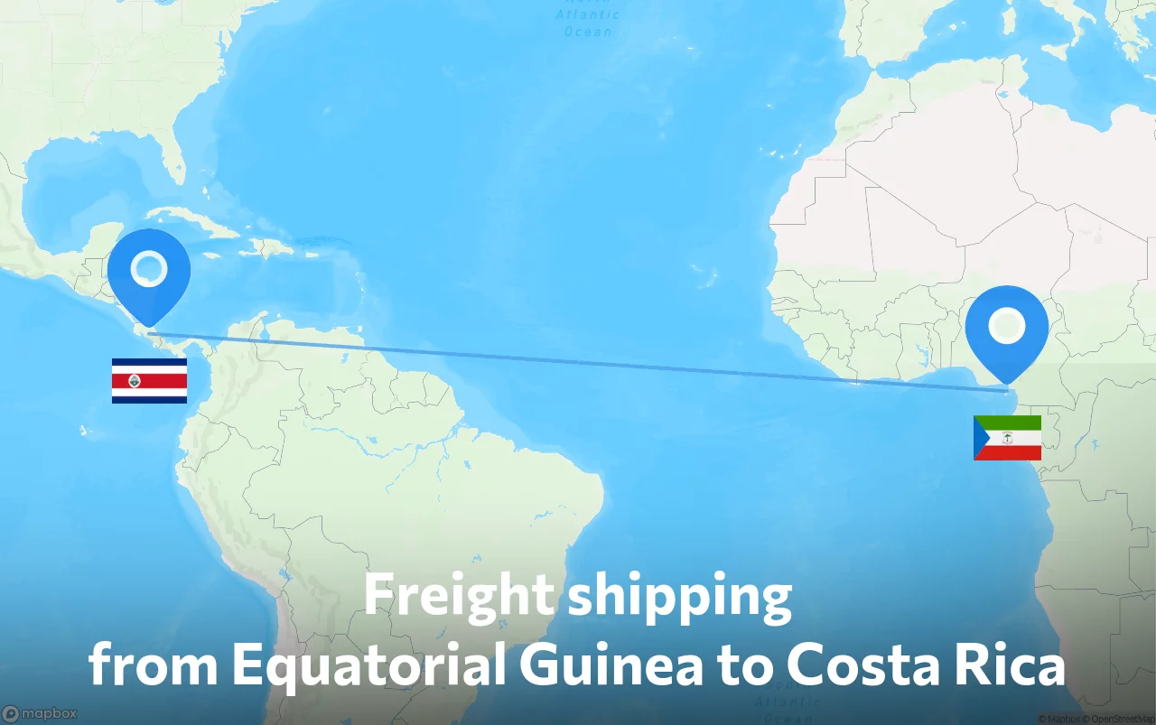 Shipping route from Equatorial Guinea to Costa Rica