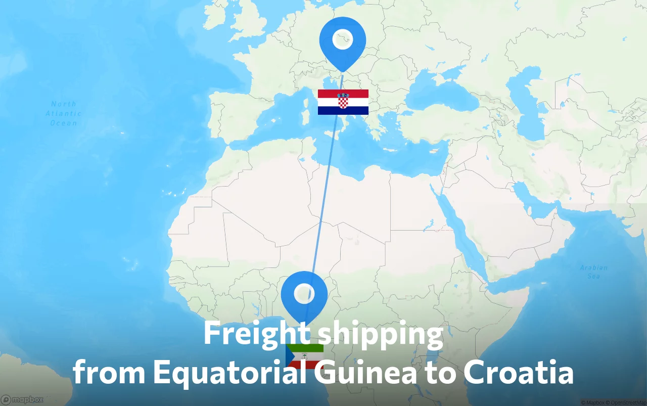Shipping route from Equatorial Guinea to Croatia