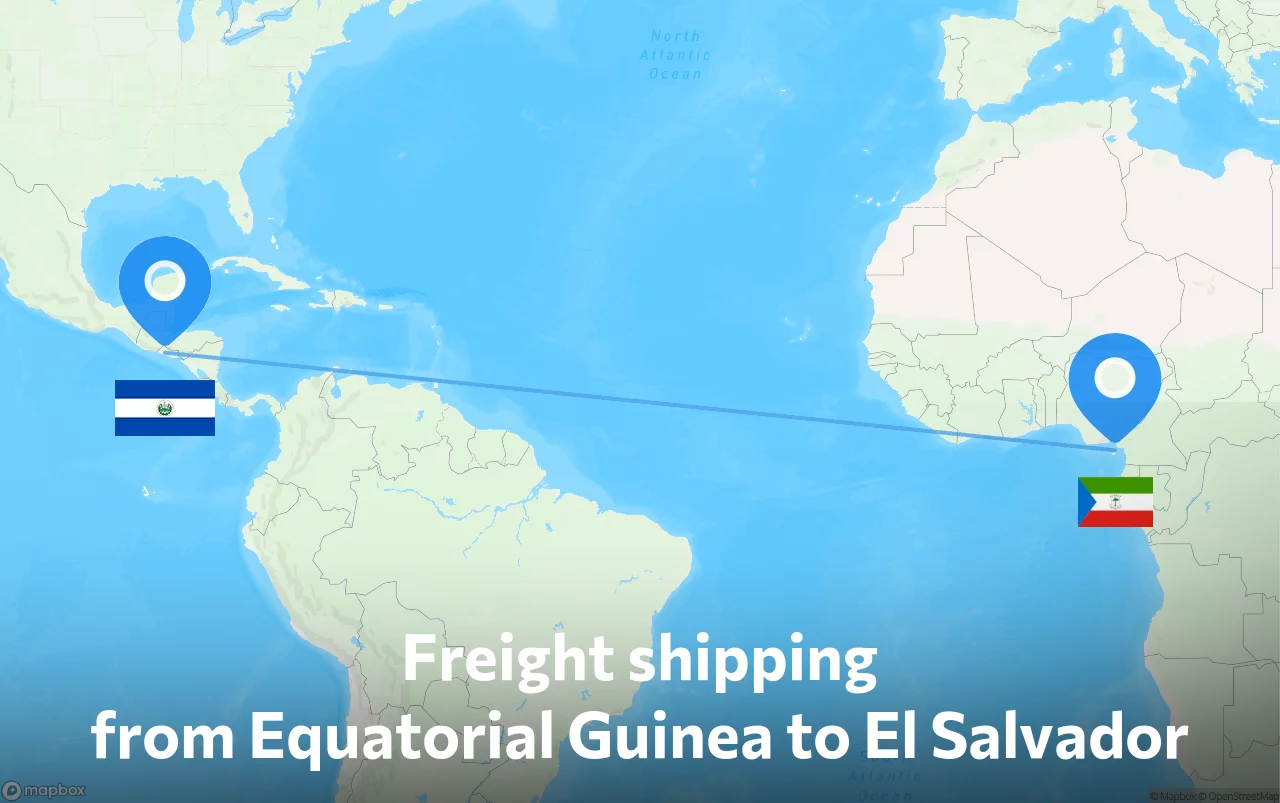 Shipping route from Equatorial Guinea to El Salvador