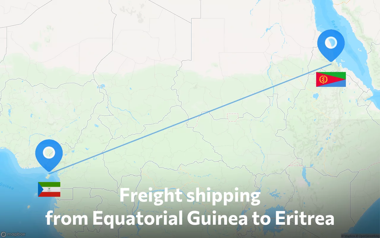 Shipping route from Equatorial Guinea to Eritrea