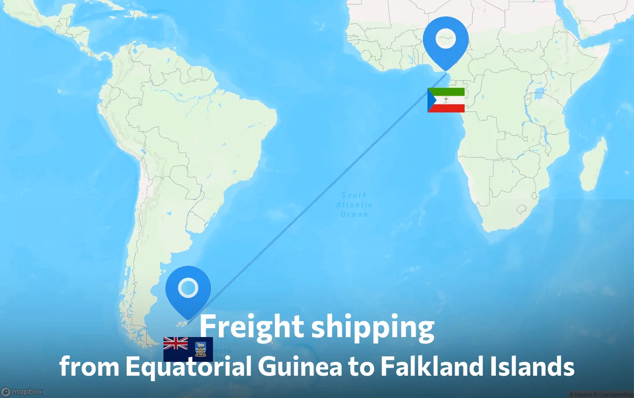 Shipping route from Equatorial Guinea to Falkland Islands