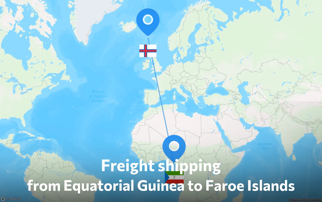 Shipping route from Equatorial Guinea to Faroe Islands