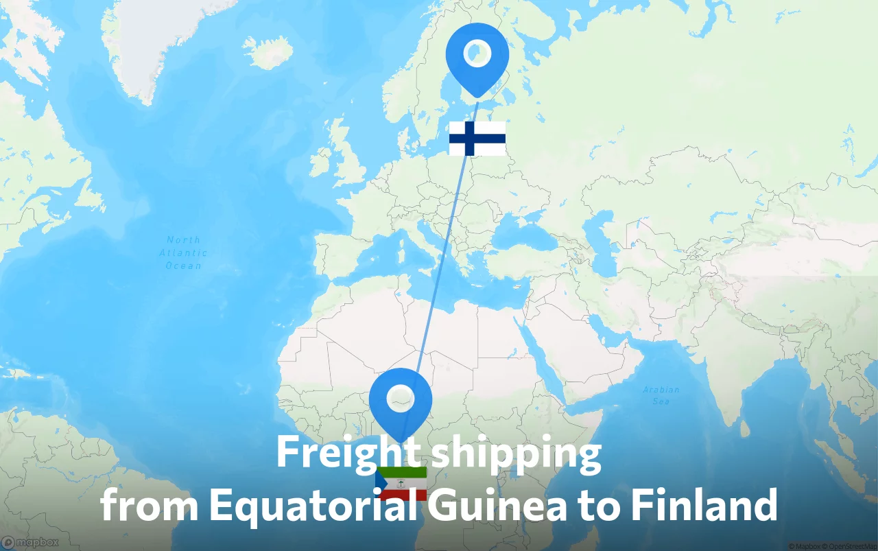 Shipping route from Equatorial Guinea to Finland