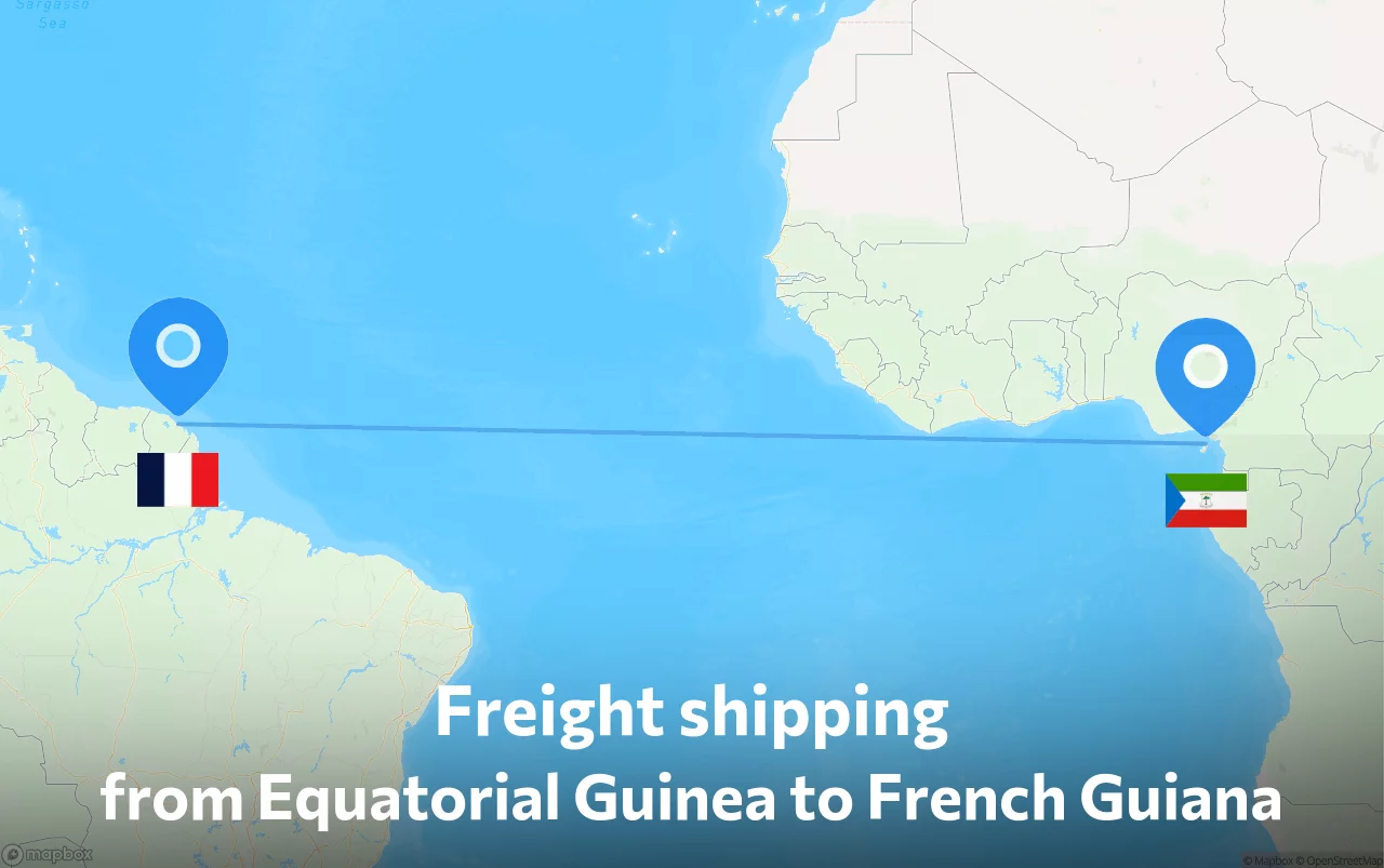 Shipping route from Equatorial Guinea to French Guiana