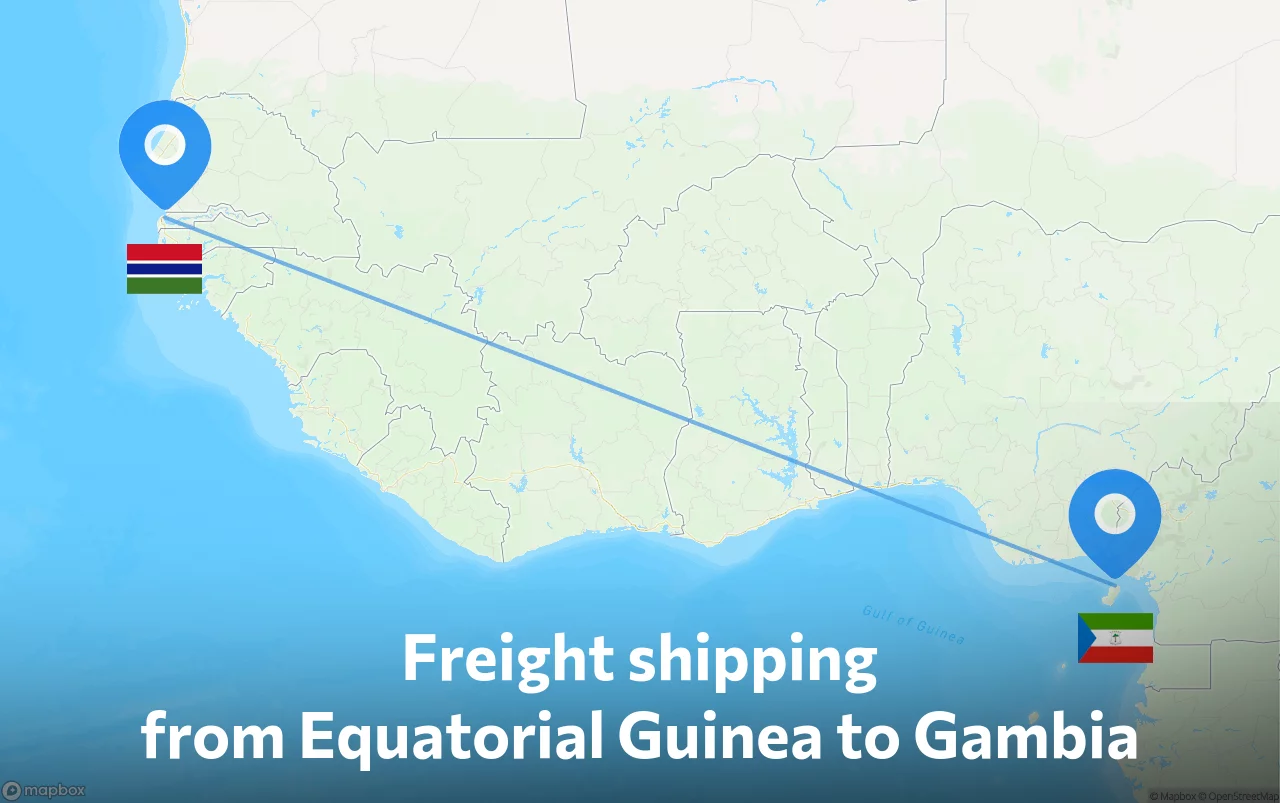 Shipping route from Equatorial Guinea to Gambia
