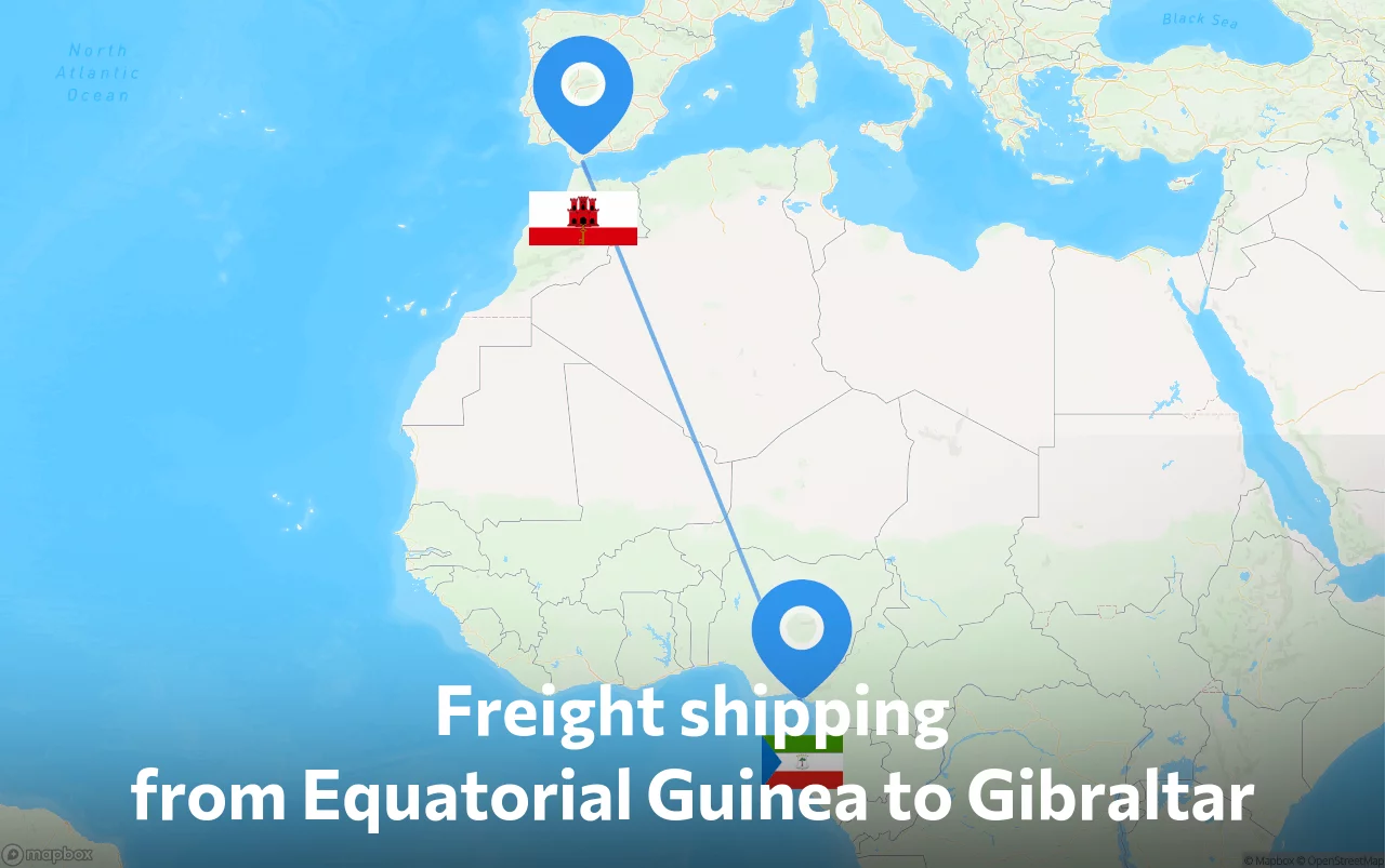 Shipping route from Equatorial Guinea to Gibraltar