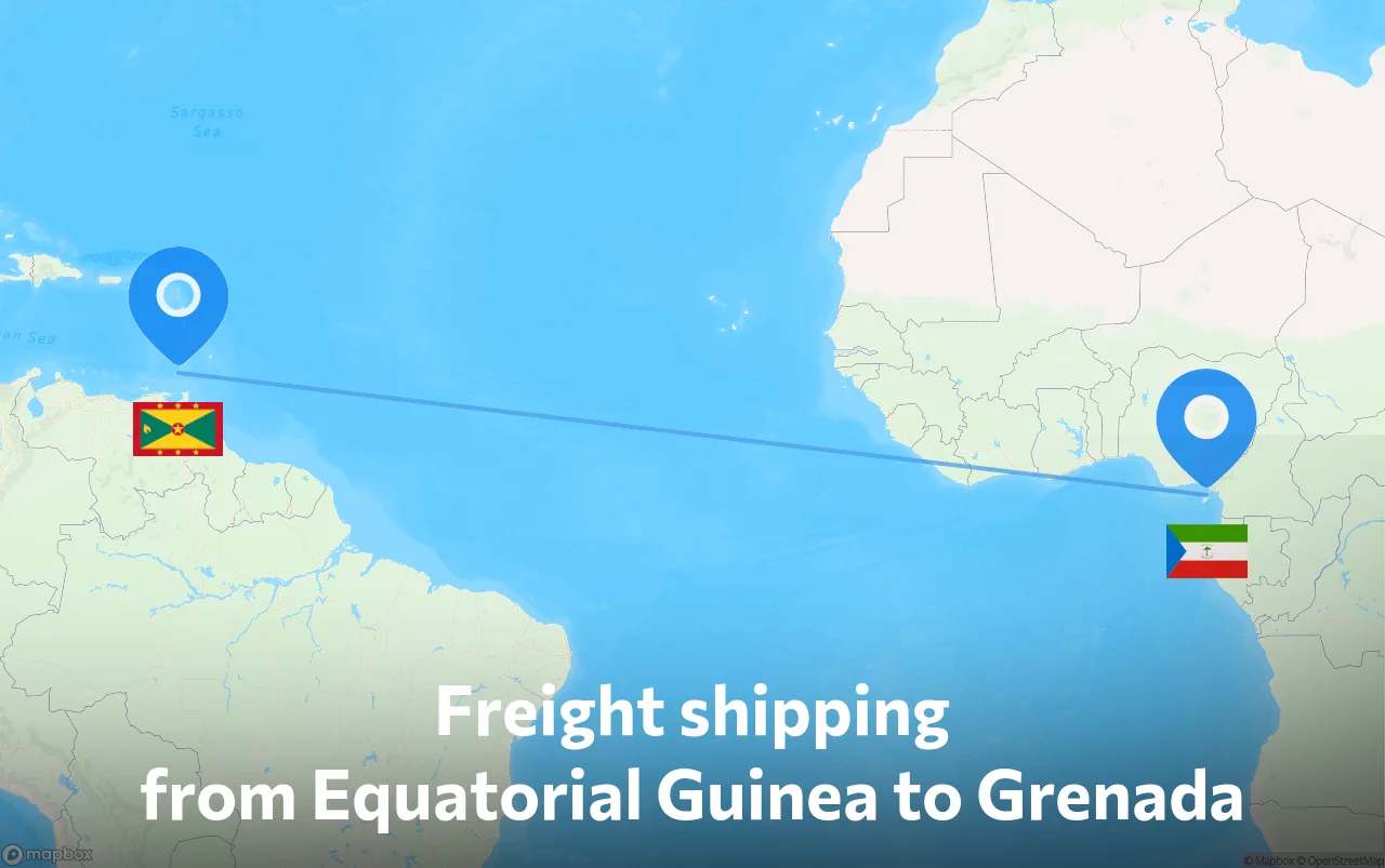 Shipping route from Equatorial Guinea to Grenada