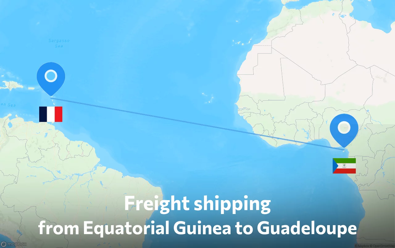 Shipping route from Equatorial Guinea to Guadeloupe