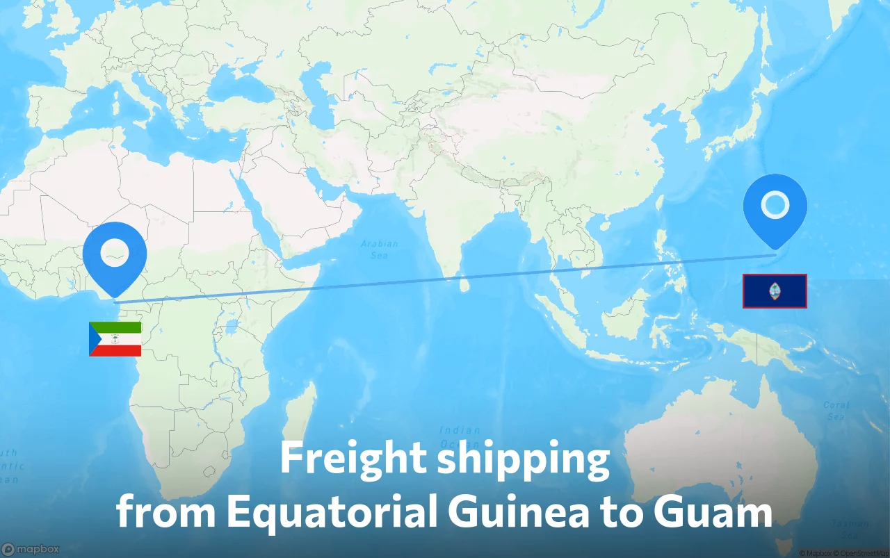 Shipping route from Equatorial Guinea to Guam
