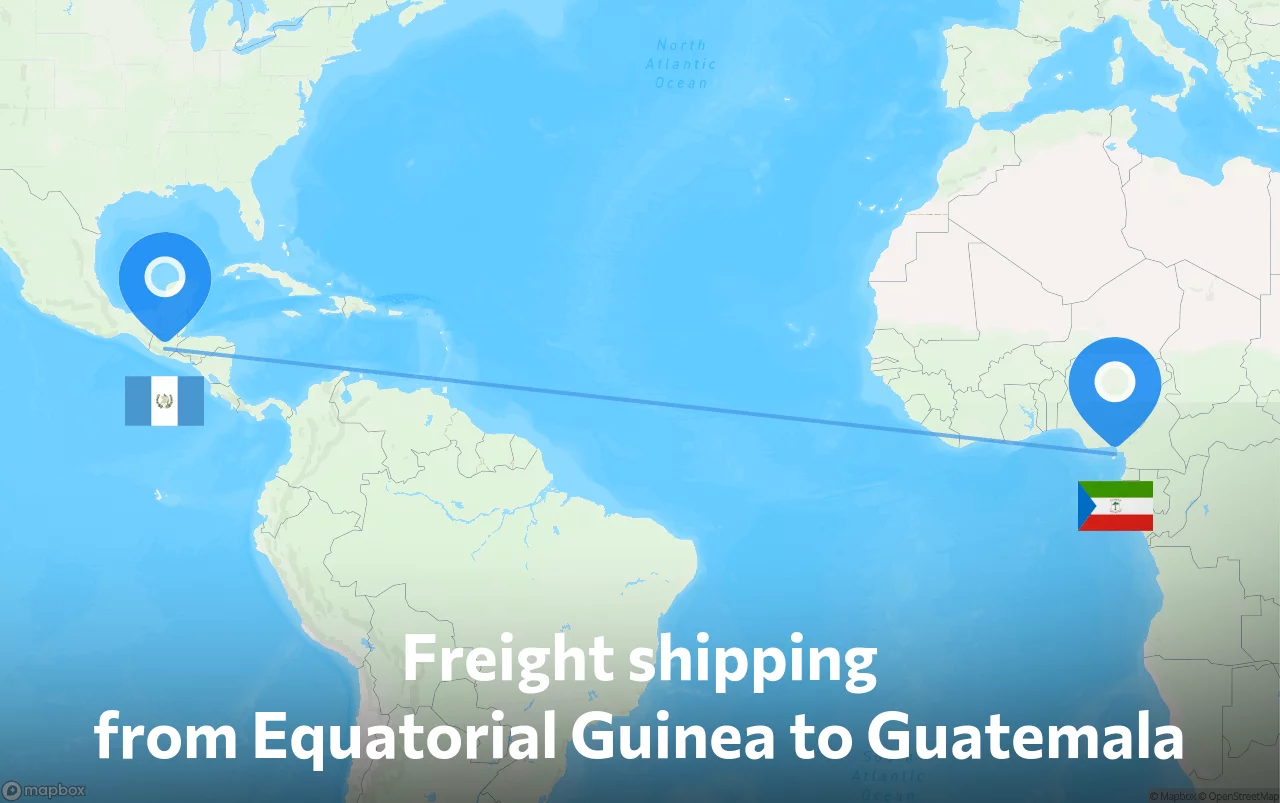 Shipping route from Equatorial Guinea to Guatemala