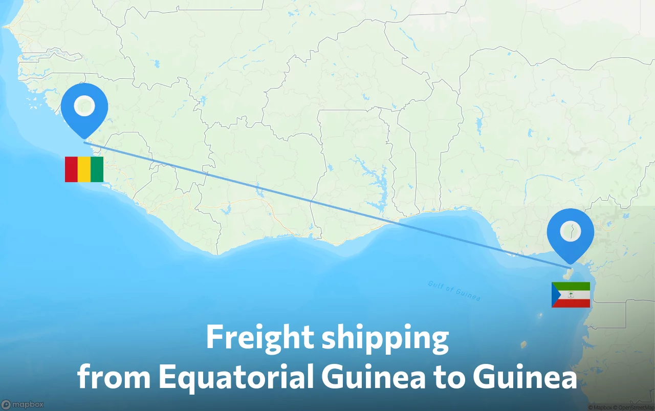 Shipping route from Equatorial Guinea to Guinea