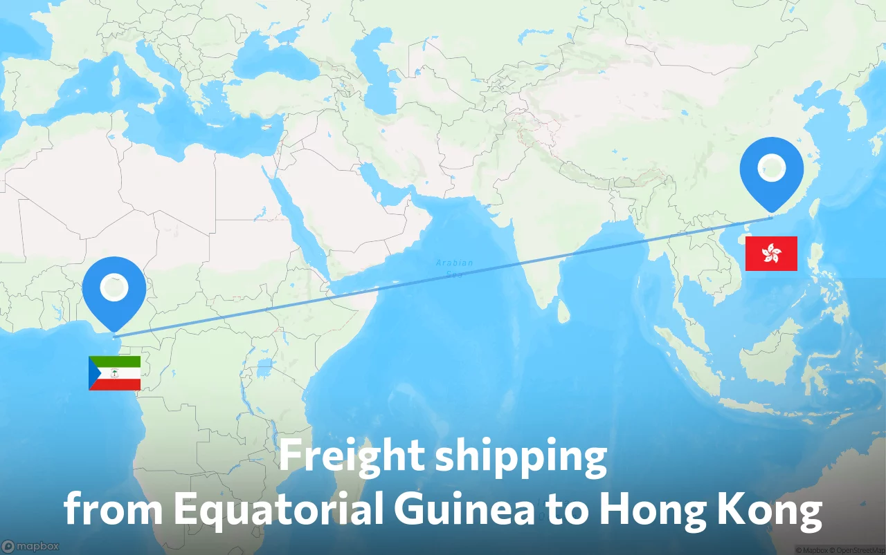 Shipping route from Equatorial Guinea to Hong Kong