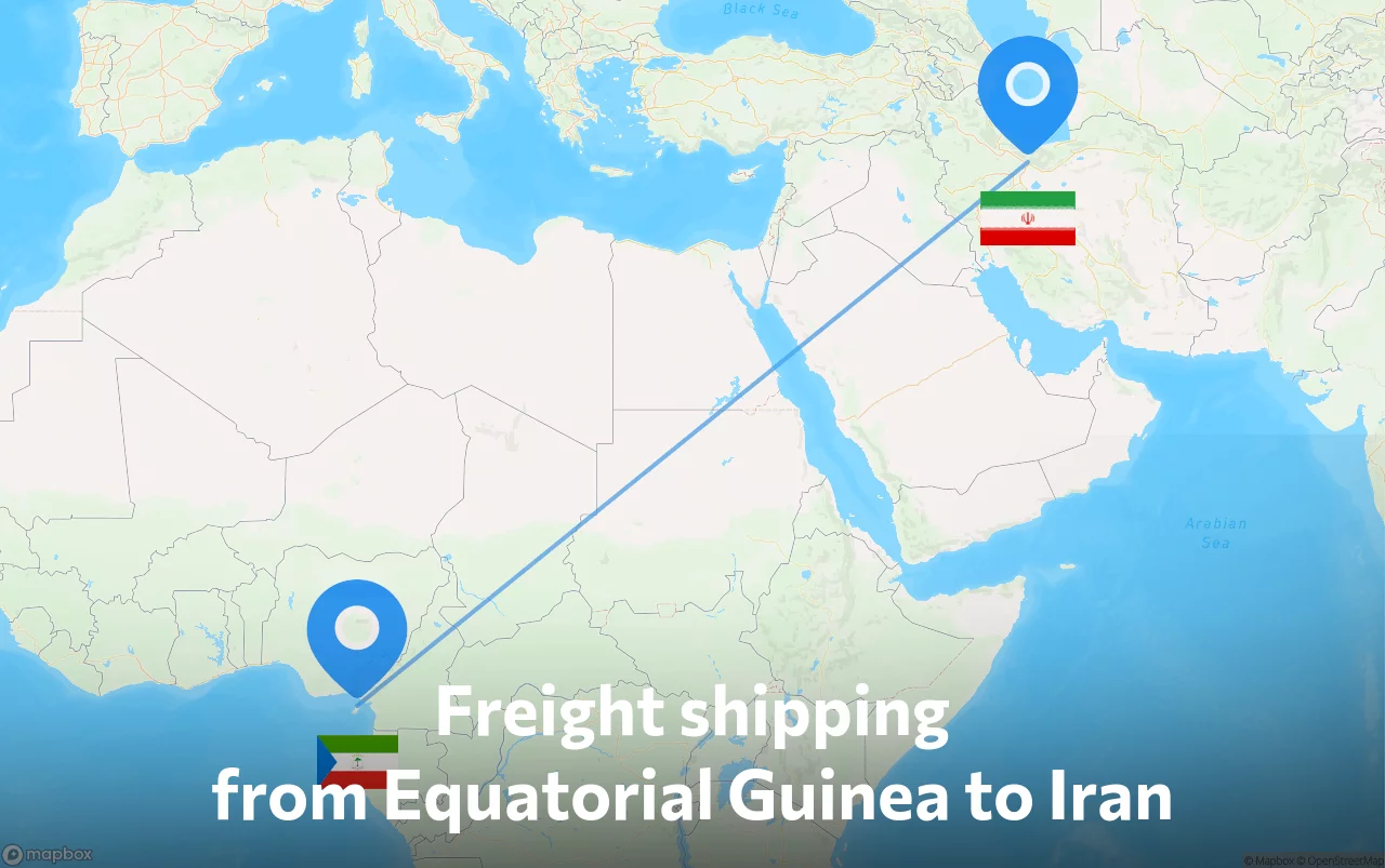 Shipping route from Equatorial Guinea to Iran