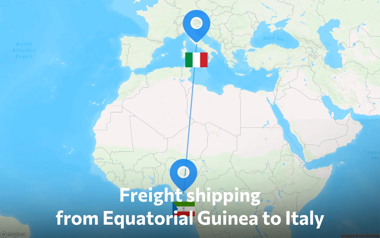 Shipping route from Equatorial Guinea to Italy