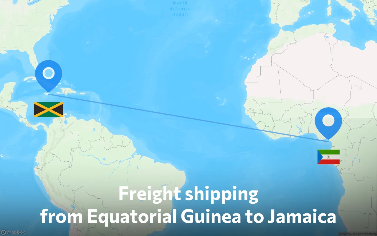 Shipping route from Equatorial Guinea to Jamaica
