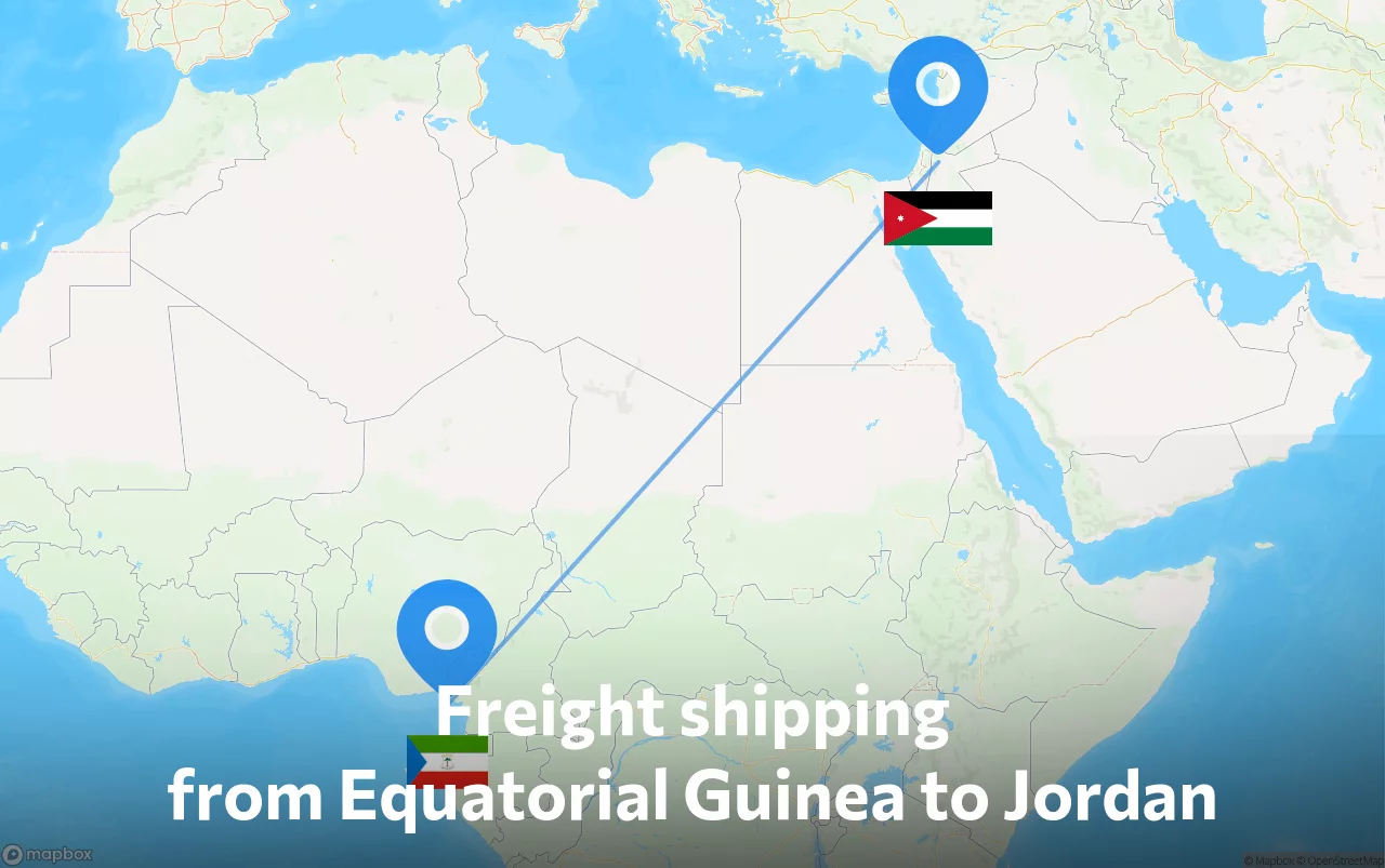 Shipping route from Equatorial Guinea to Jordan