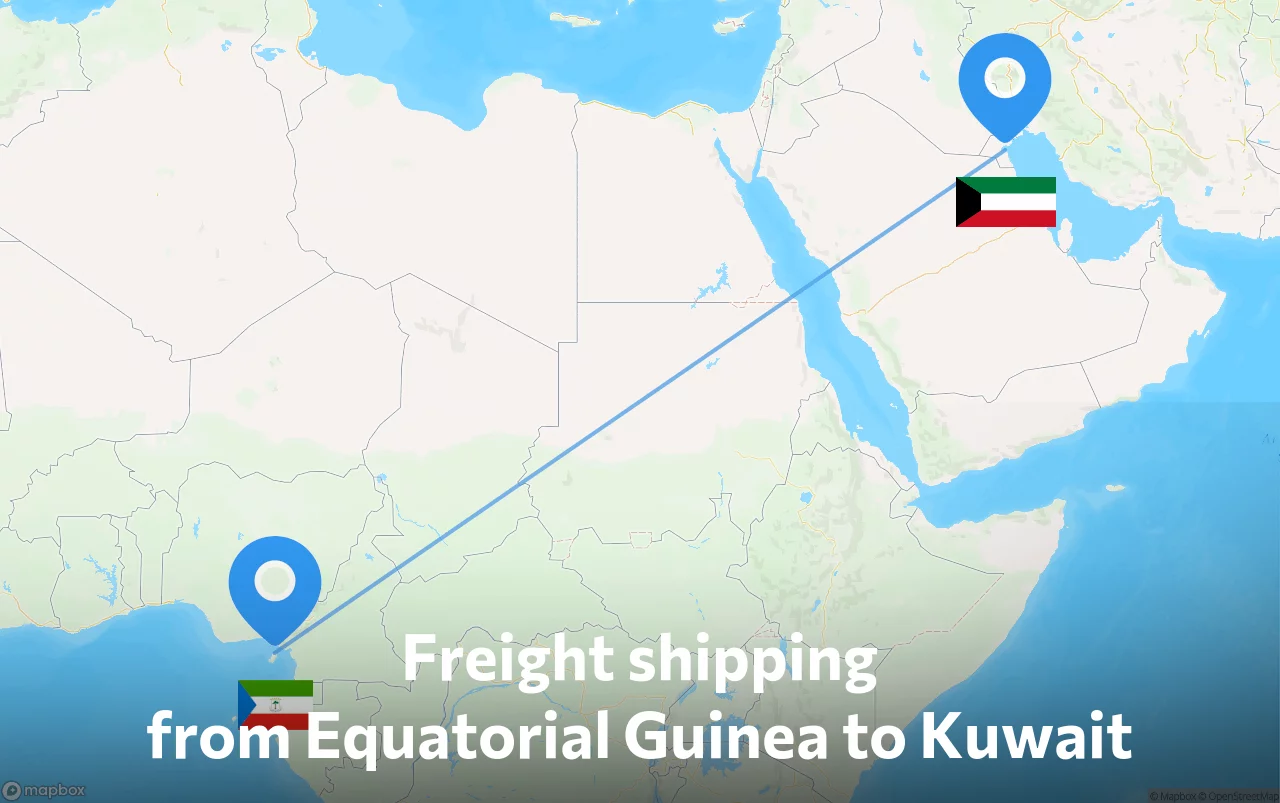 Shipping route from Equatorial Guinea to Kuwait