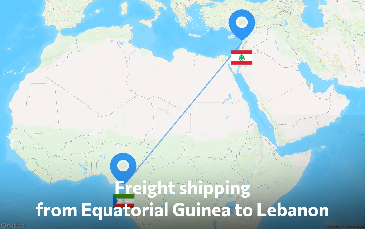 Shipping route from Equatorial Guinea to Lebanon
