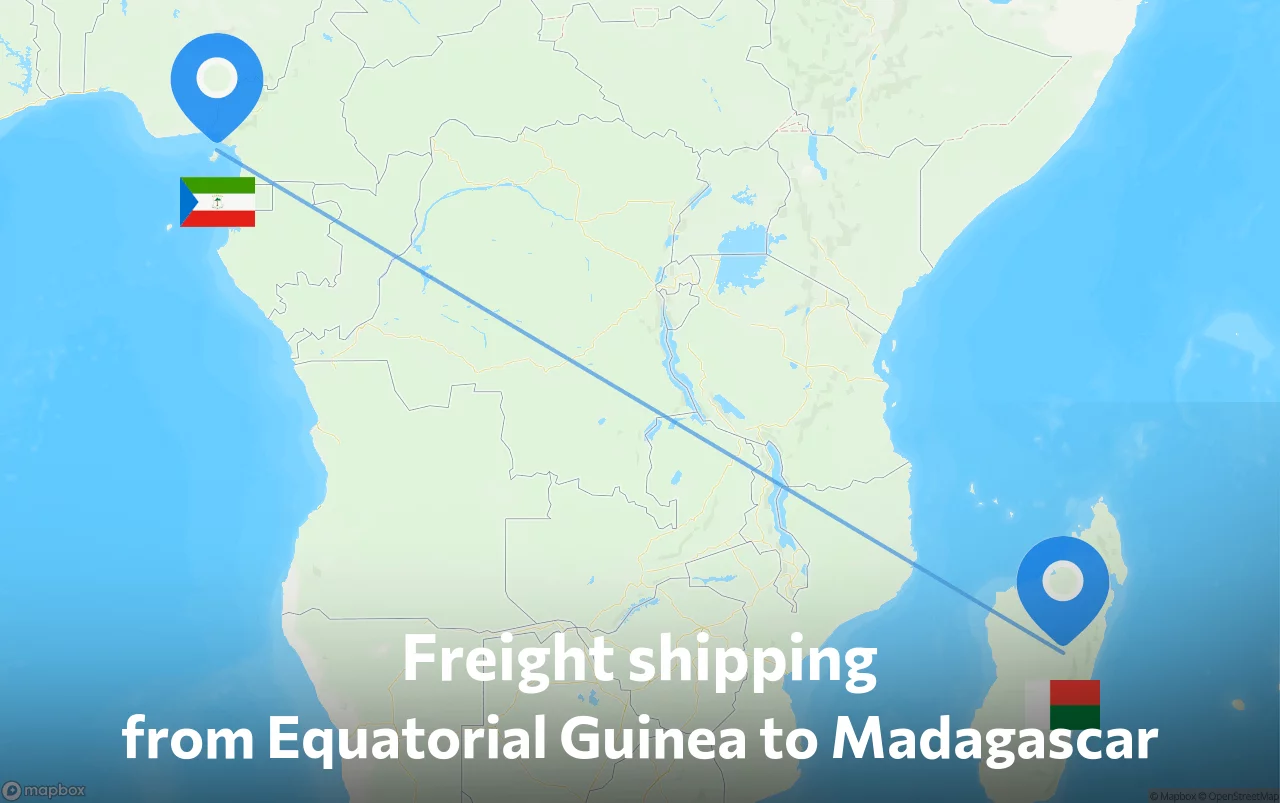 Shipping route from Equatorial Guinea to Madagascar