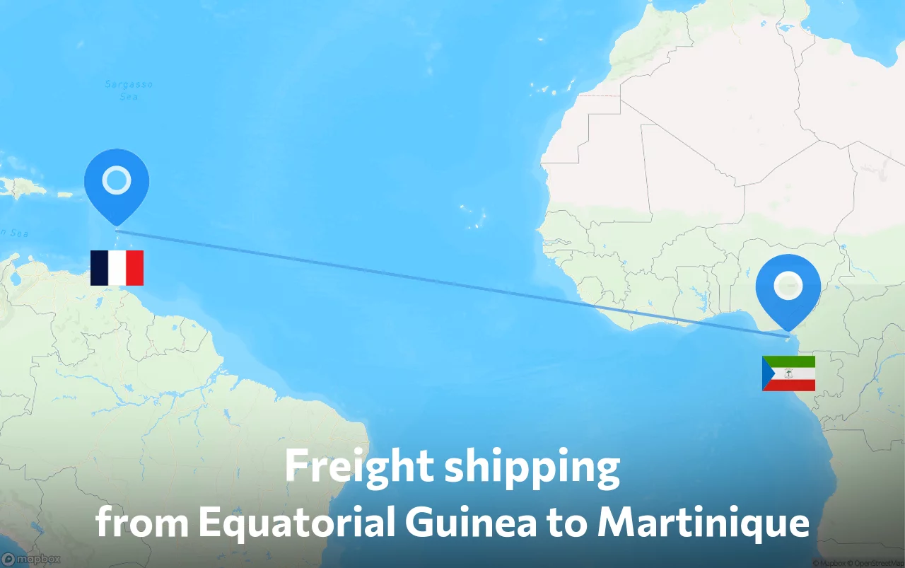 Shipping route from Equatorial Guinea to Martinique