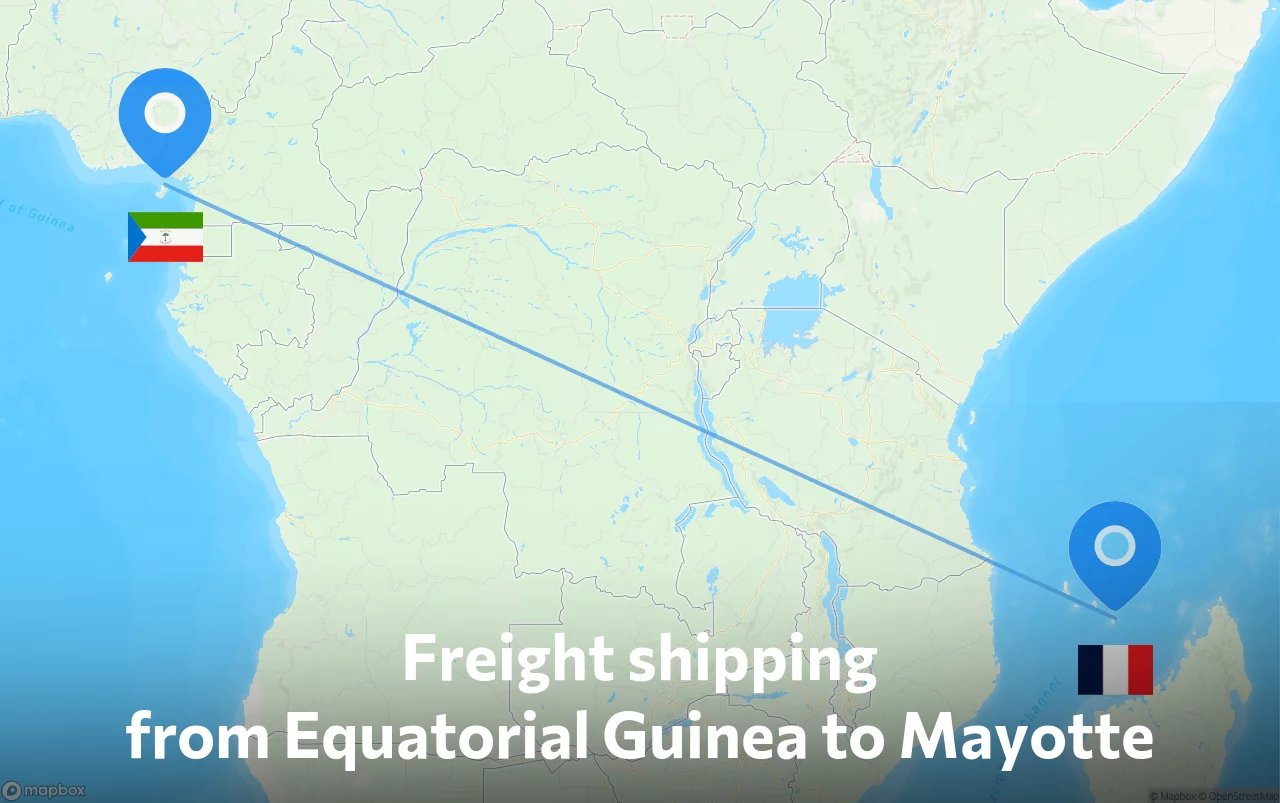 Shipping route from Equatorial Guinea to Mayotte
