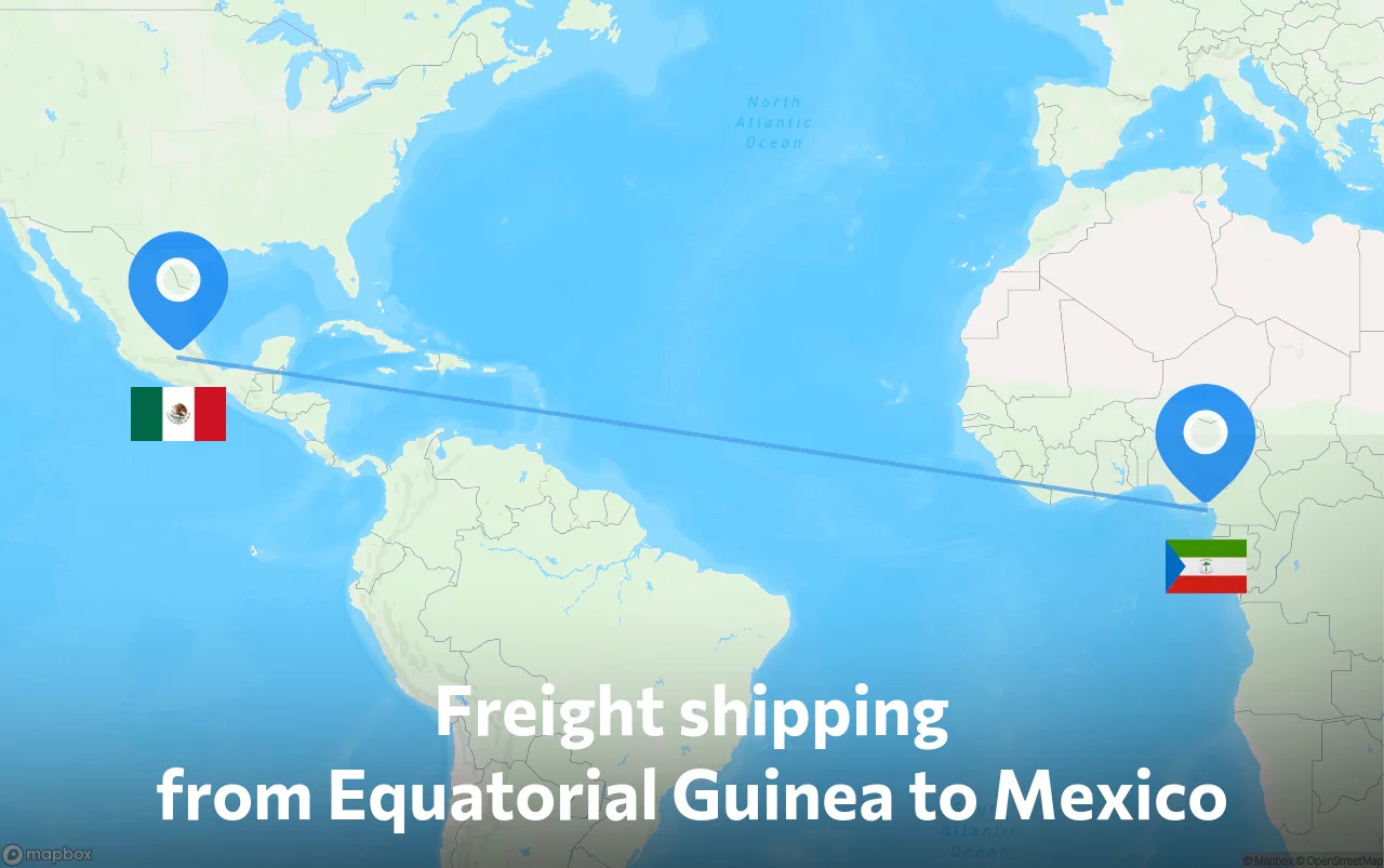 Shipping route from Equatorial Guinea to Mexico