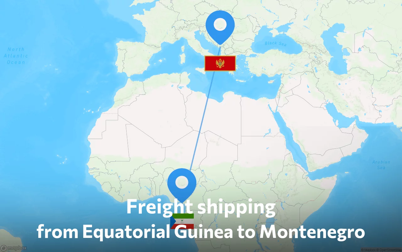 Shipping route from Equatorial Guinea to Montenegro
