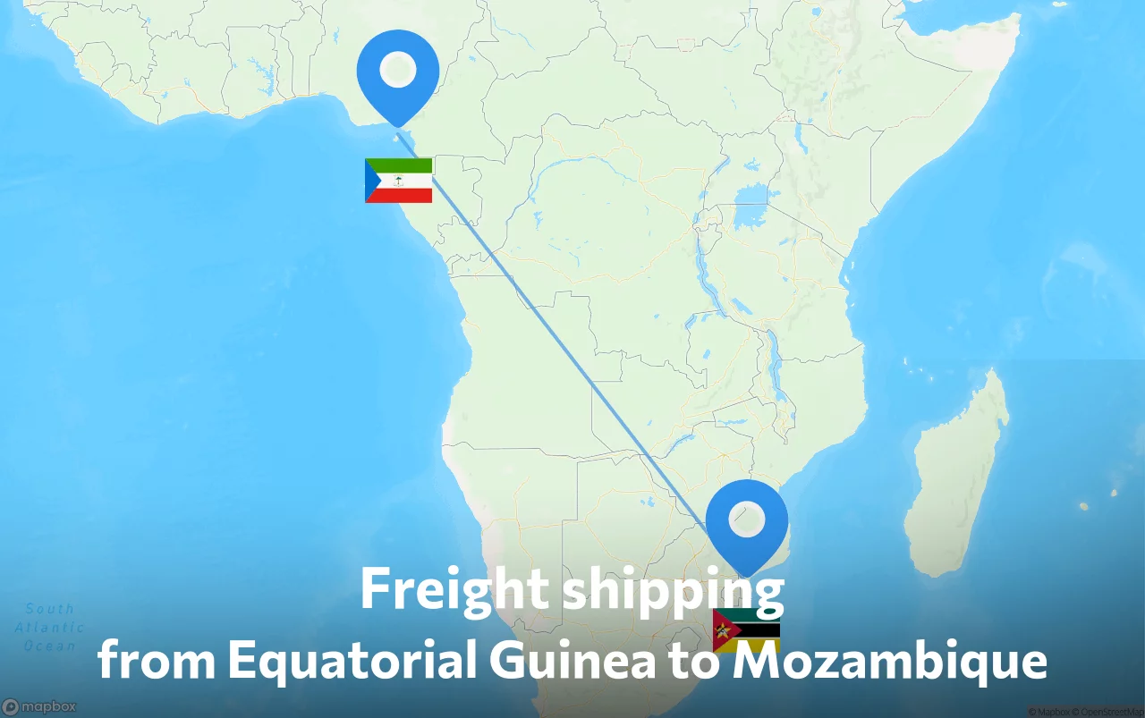 Shipping route from Equatorial Guinea to Mozambique