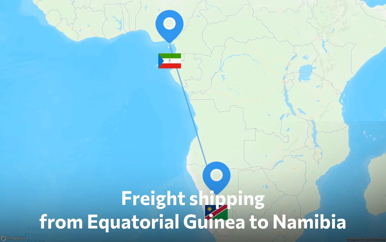 Shipping route from Equatorial Guinea to Namibia