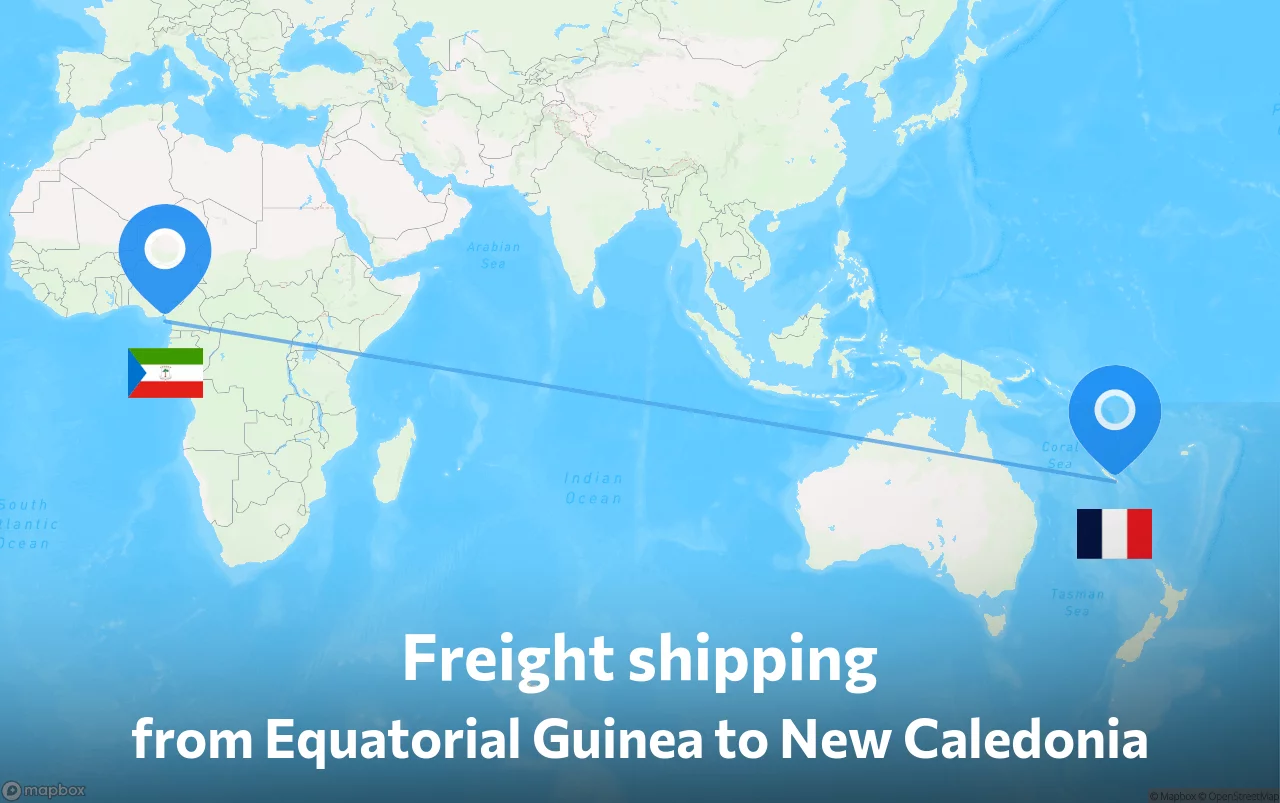 Shipping route from Equatorial Guinea to New Caledonia
