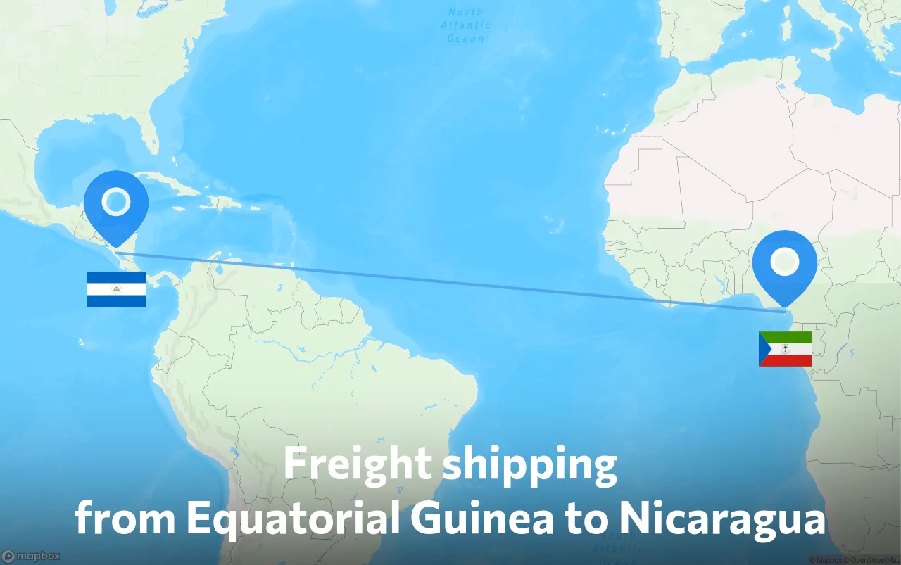 Shipping route from Equatorial Guinea to Nicaragua