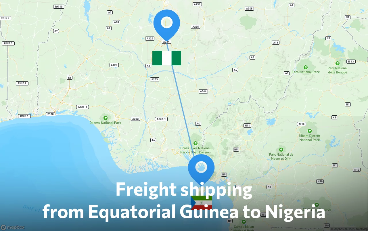 Shipping route from Equatorial Guinea to Nigeria