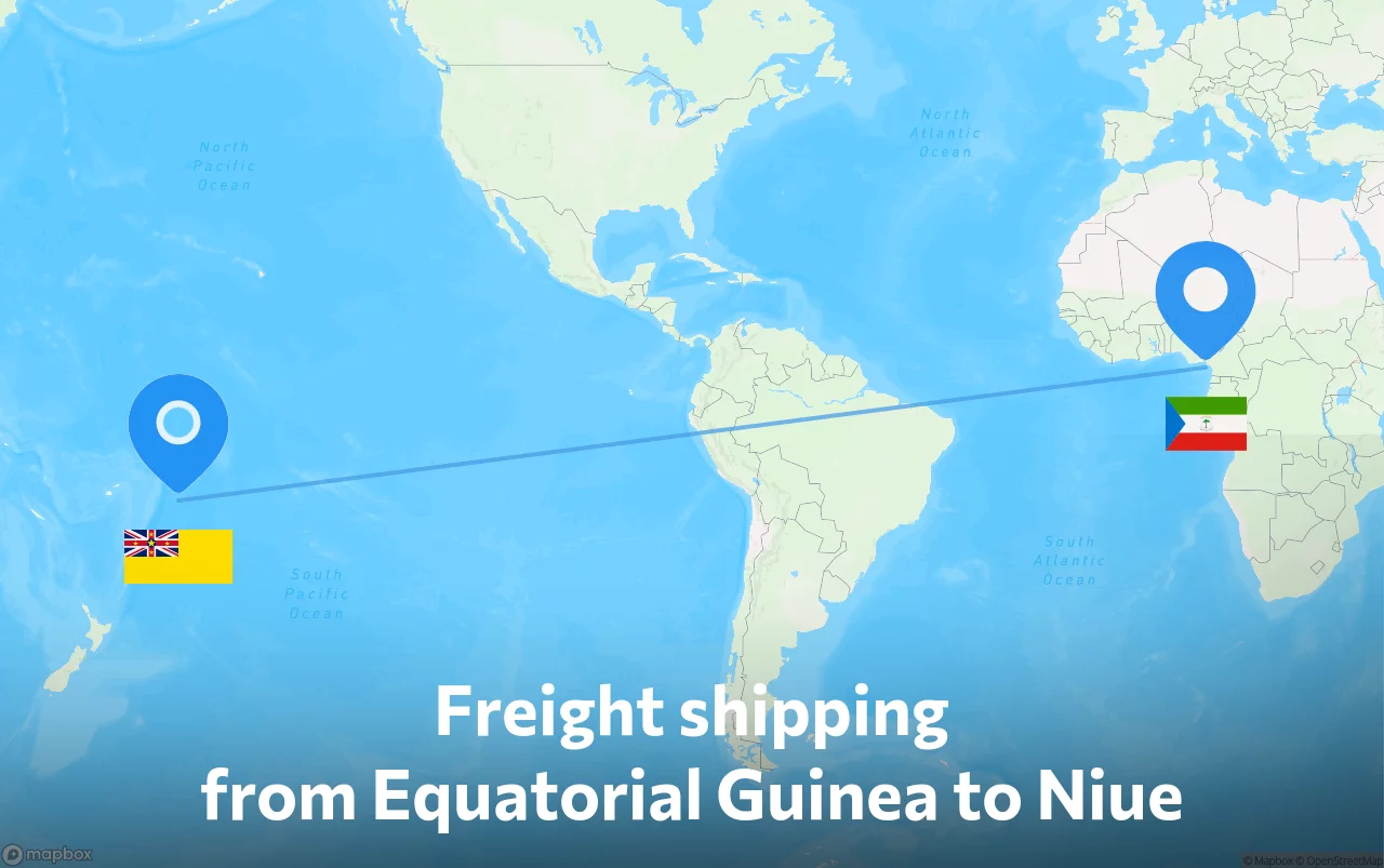 Shipping route from Equatorial Guinea to Niue