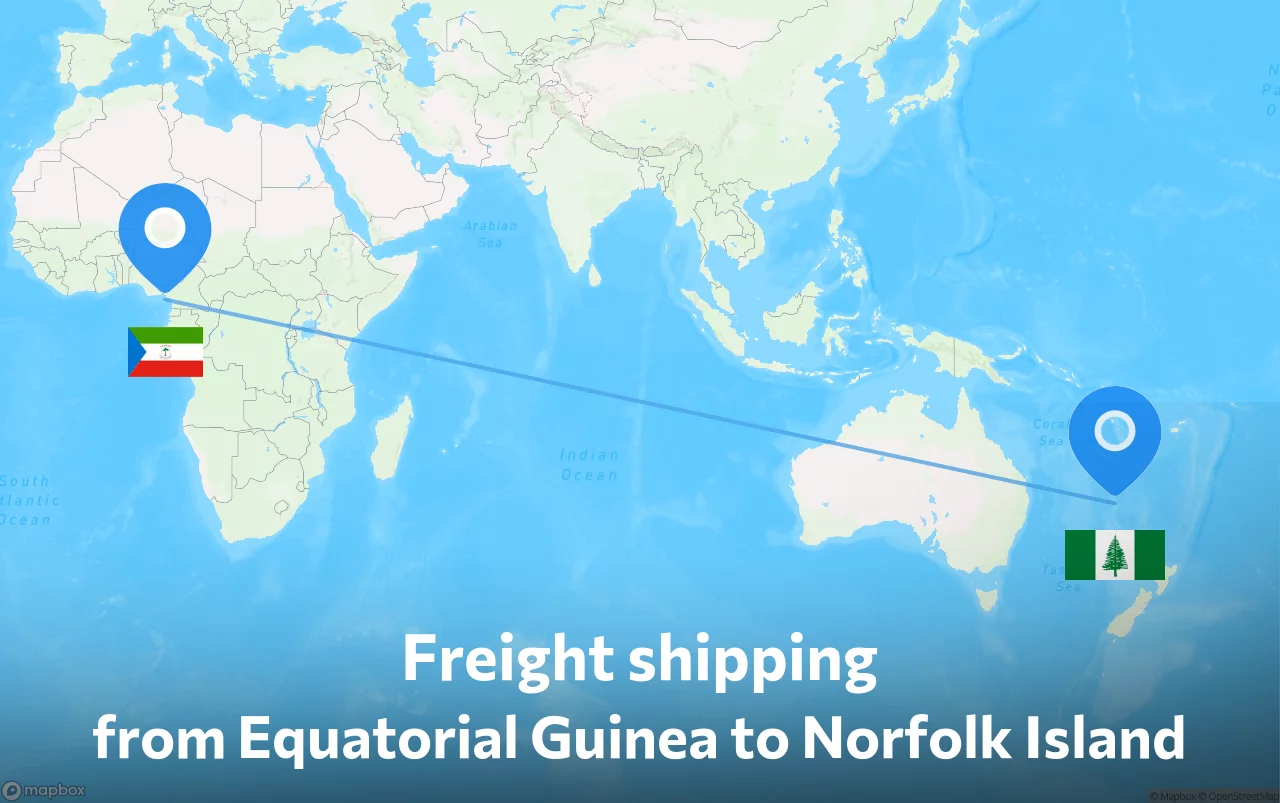 Shipping route from Equatorial Guinea to Norfolk Island