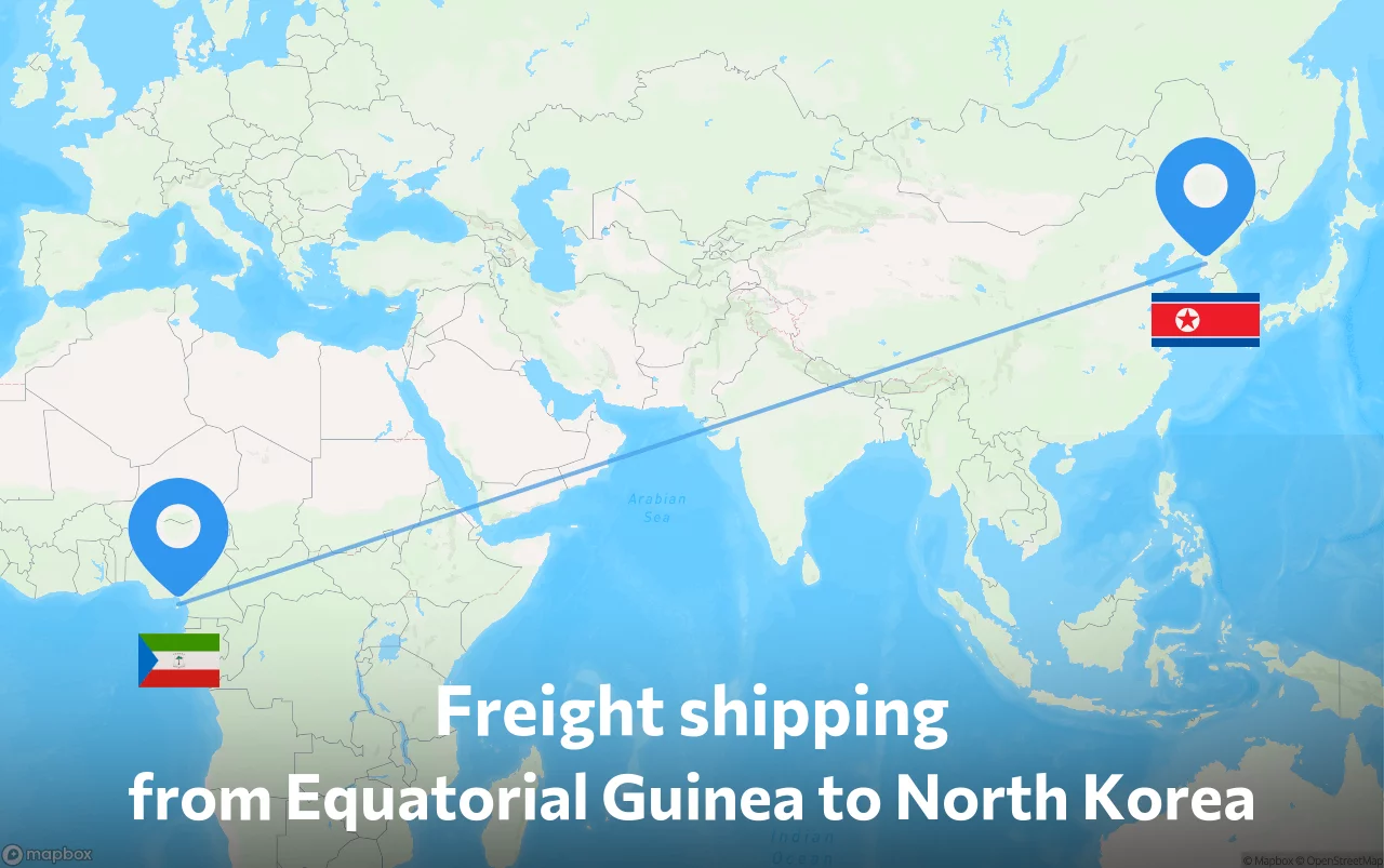 Shipping route from Equatorial Guinea to North Korea