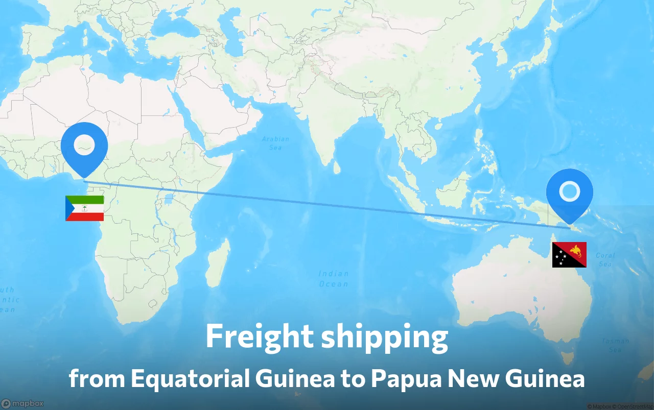 Shipping route from Equatorial Guinea to Papua New Guinea